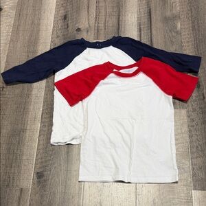 Cat & Jack Kids Raglan Sleeve Tee & Short Tee Bundle - Red and Navy